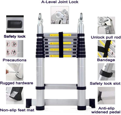 A-Type Folding Telescopic Ladder - Aluminium