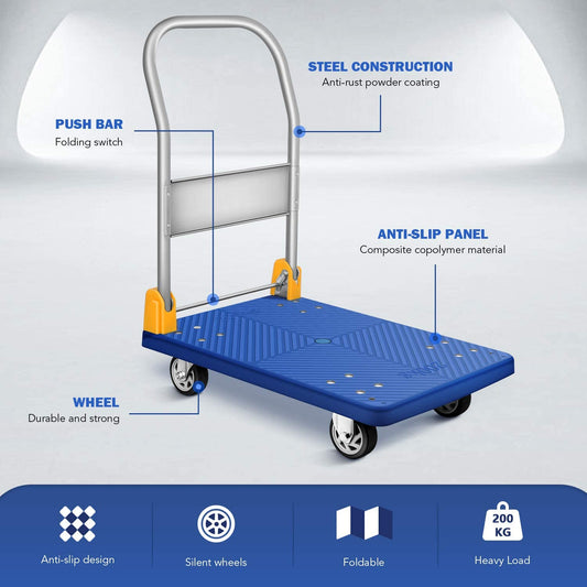 Platform Trolley with PP Frame - 400KG (Blue)