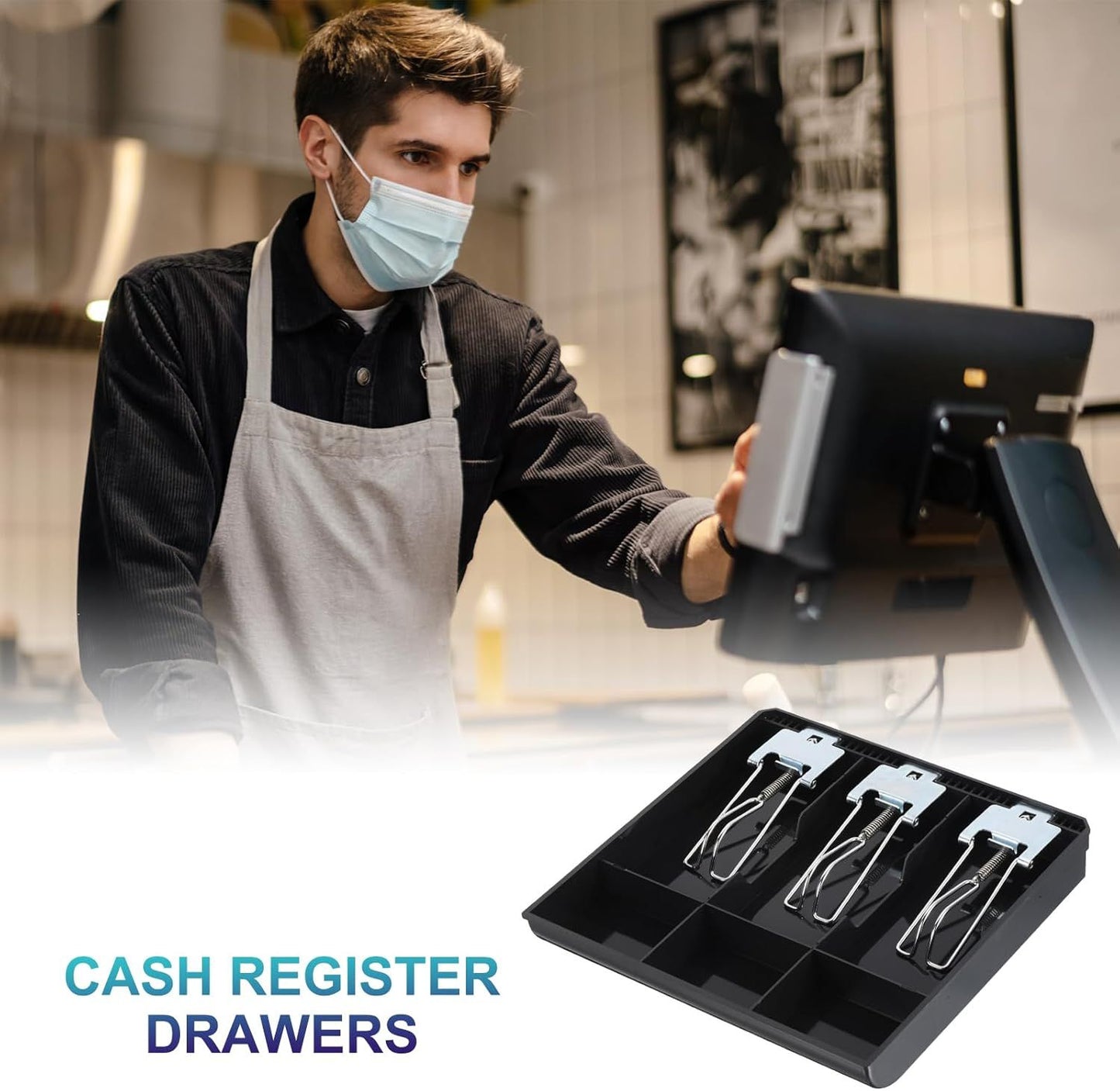 Cash Tray with Metal Clips - 3 Note 3 Coin