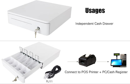 Electronic Metal Cash Drawer for POS - 5 Note 5 Coin White