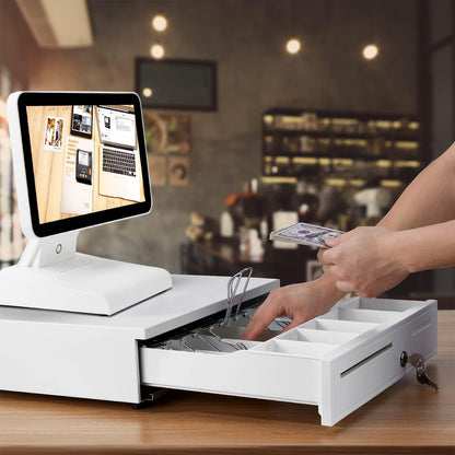 Electronic Metal Cash Drawer for POS - 5 Note 5 Coin White