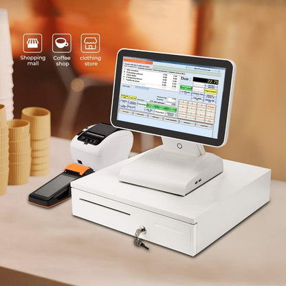 Electronic Metal Cash Drawer for POS - 5 Note 5 Coin White