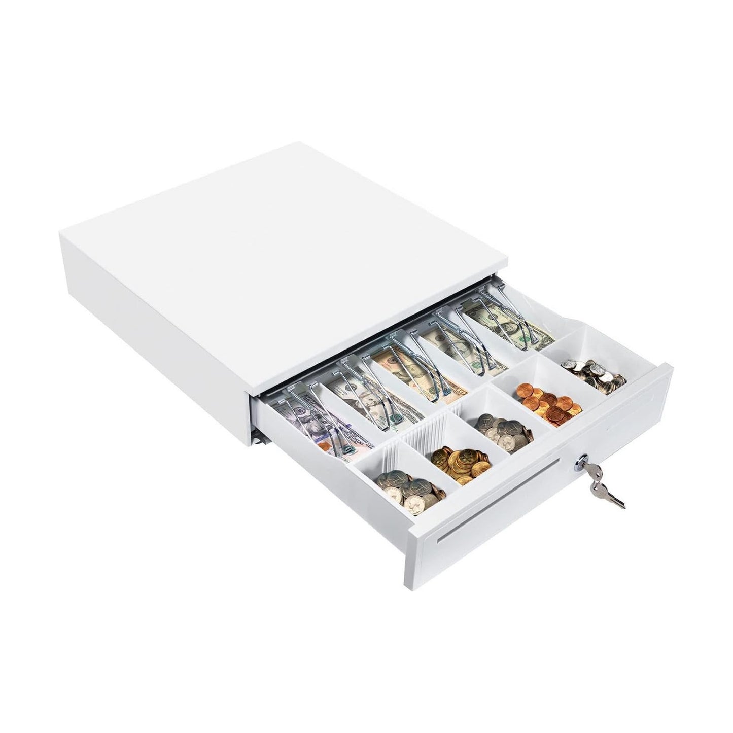 Electronic Metal Cash Drawer for POS - 5 Note 5 Coin White