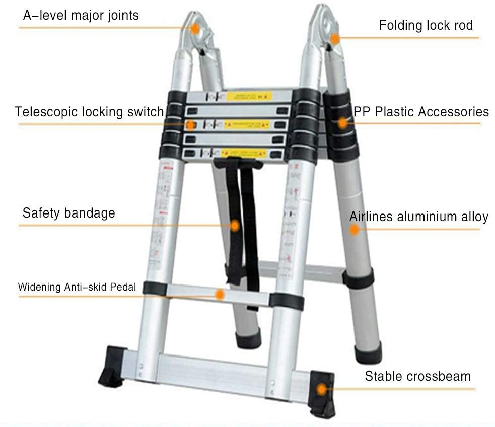 A-Type Folding Telescopic Ladder - Aluminium