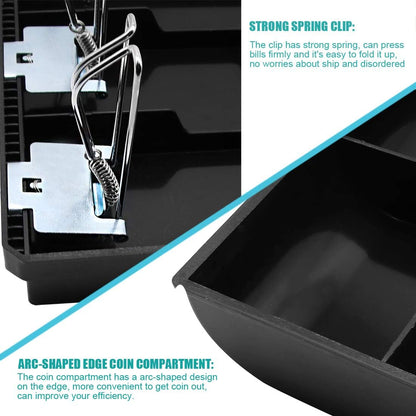 Cash Tray with Metal Clips - 4 Note 3 Coin