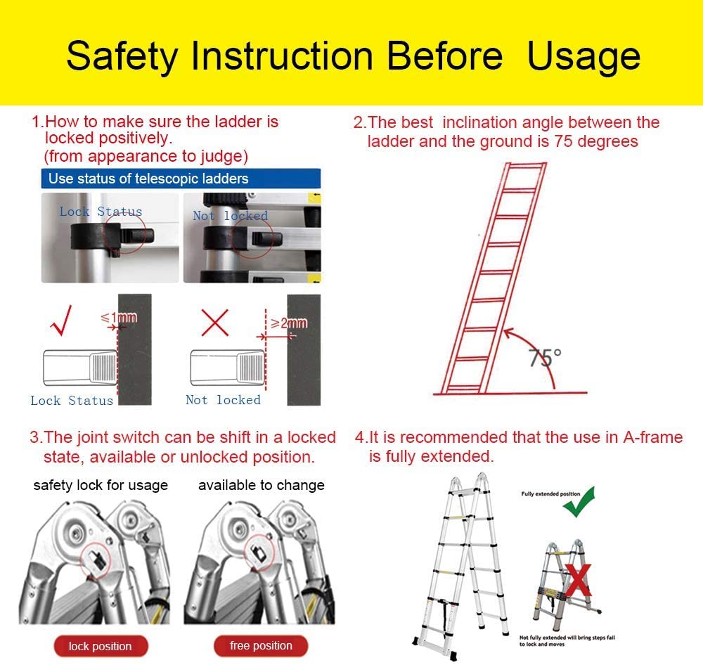 A-Type Folding Telescopic Ladder - Aluminium