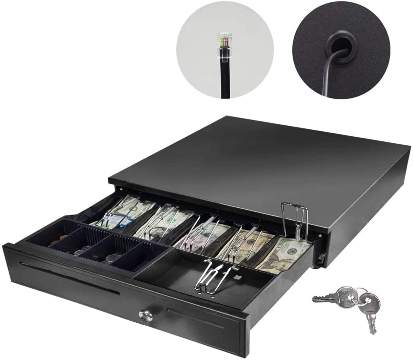 Electronic Metal Cash Drawer for POS - 6 Note 3 Coin Black