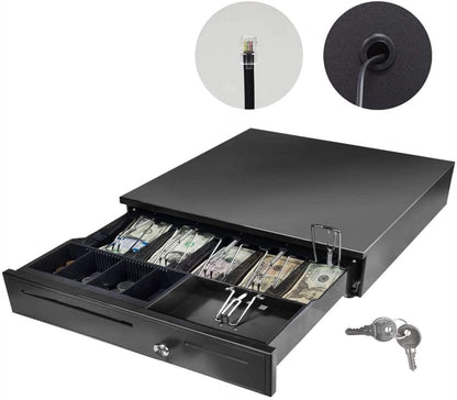 Electronic Metal Cash Drawer for POS - 6 Note 3 Coin Black