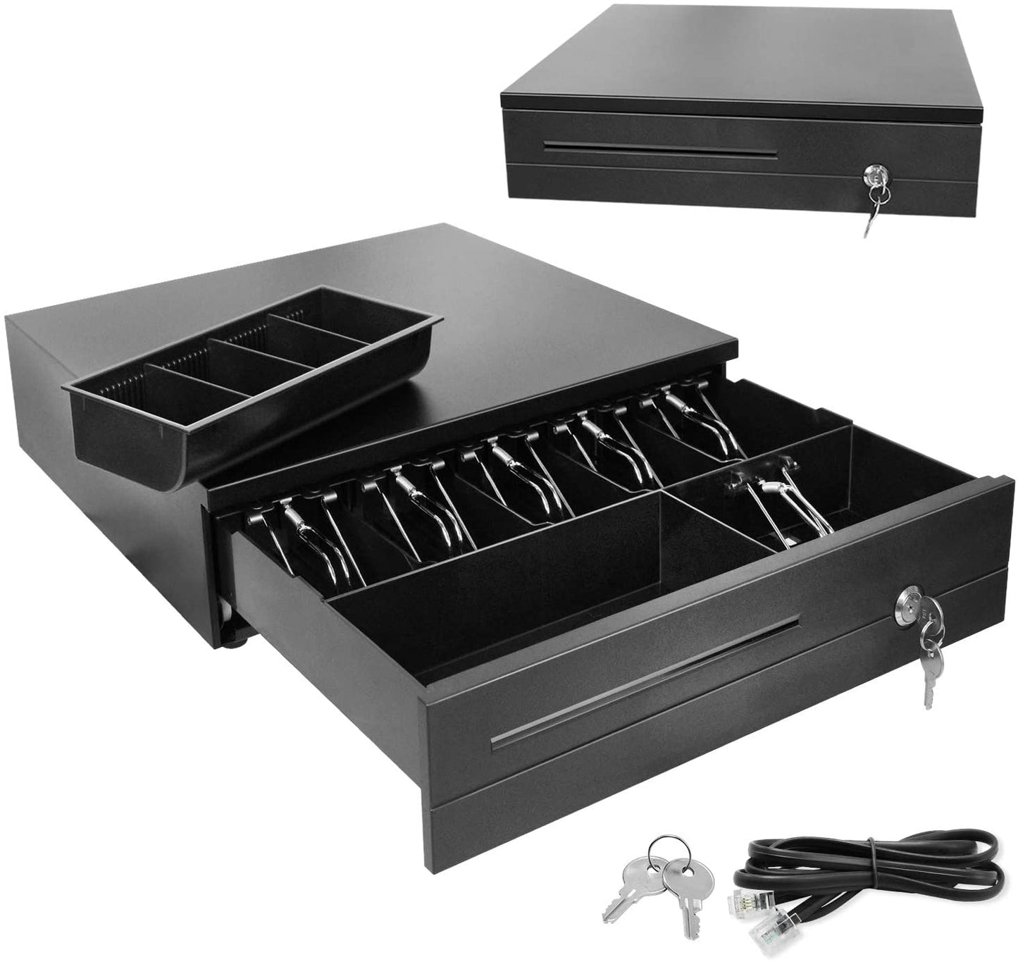 Electronic Metal Cash Drawer for POS - 6 Note 3 Coin Black