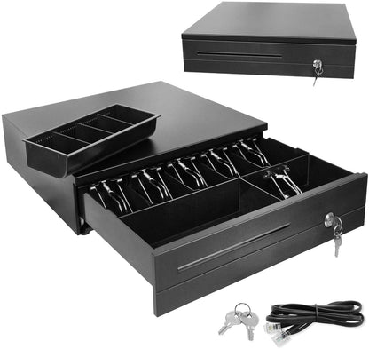 Electronic Metal Cash Drawer for POS - 6 Note 3 Coin Black