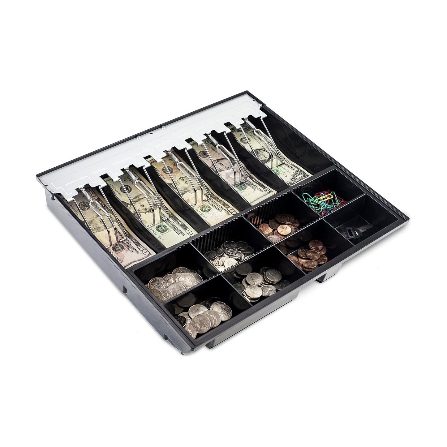 Cash Tray with Metal Clips - 5 Note 8 Coin
