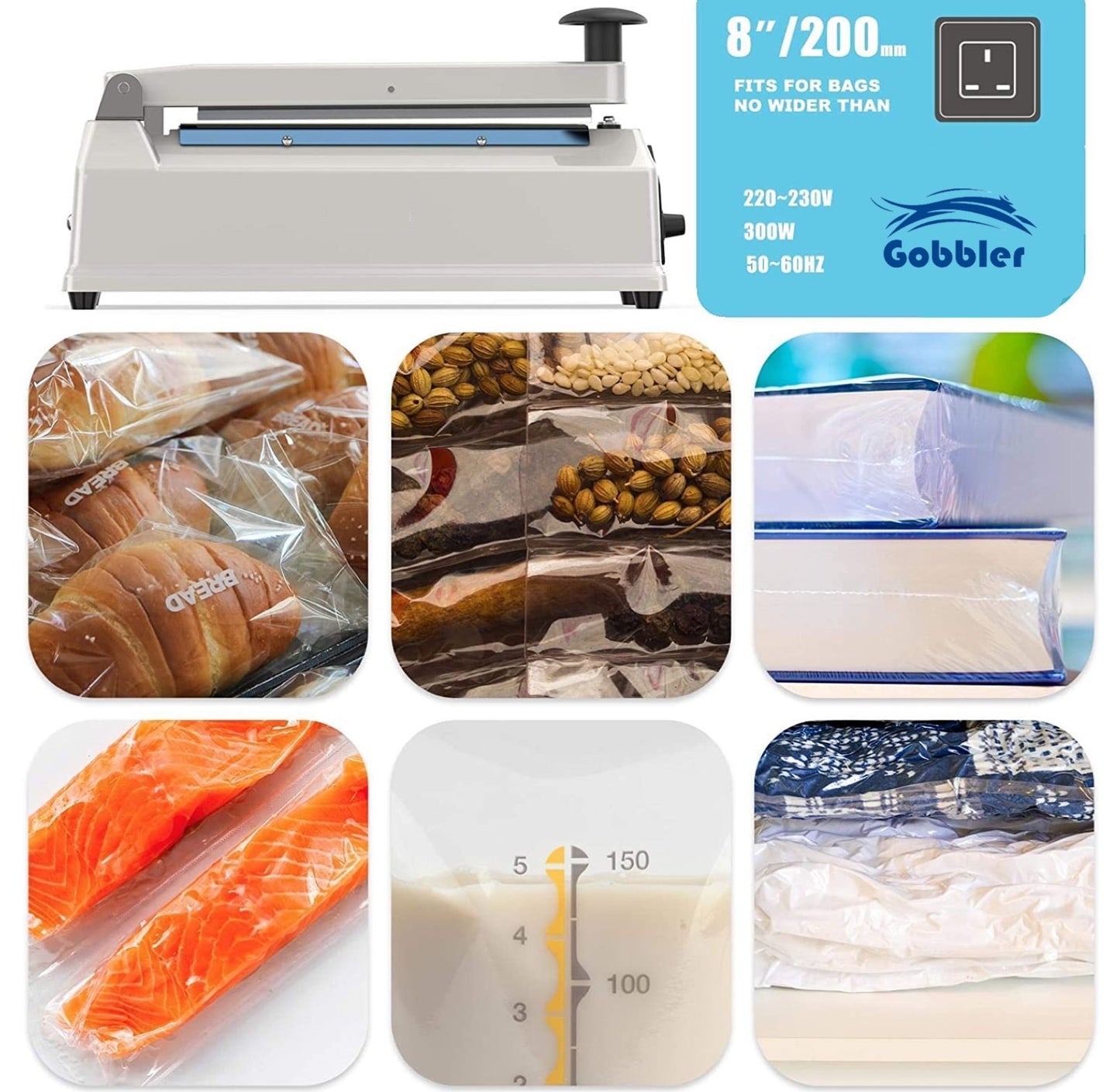 Impulse Heat Sealer for Plastic Bags - 8 inch (200mm)