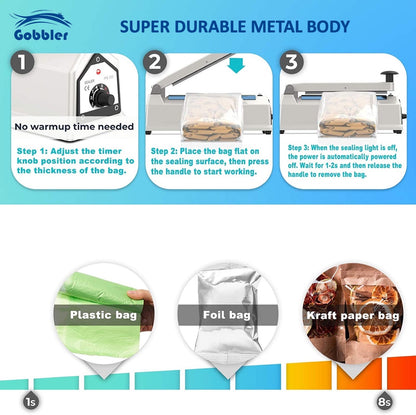 Impulse Heat Sealer for Plastic Bags - 8 inch (200mm)
