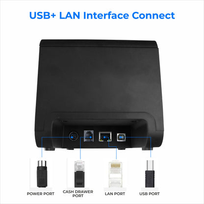 80mm Thermal Printer with Auto Cutter - USB + LAN