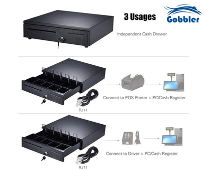 Electronic Metal Cash Drawer for POS - 5 Note 8 Coin Black