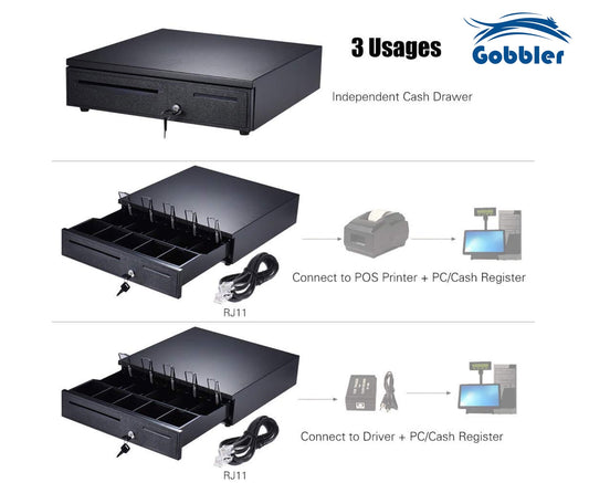 Electronic Metal Cash Drawer for POS - 5 Note 8 Coin Black