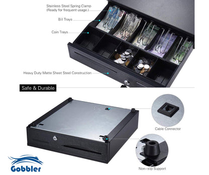 Electronic Metal Cash Drawer for POS - 5 Note 8 Coin Black