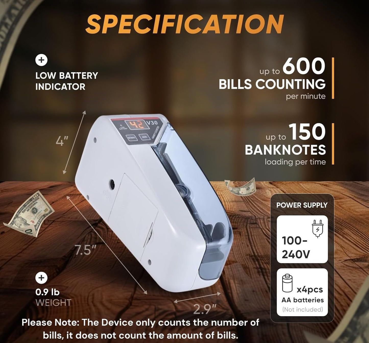 Mini Portable Note Counting Machine