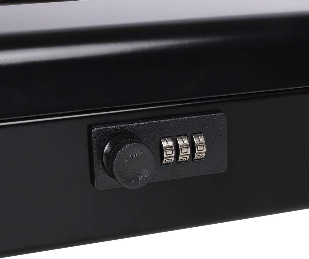 Metal Cash Box with Coin Tray - Black with Number Lock