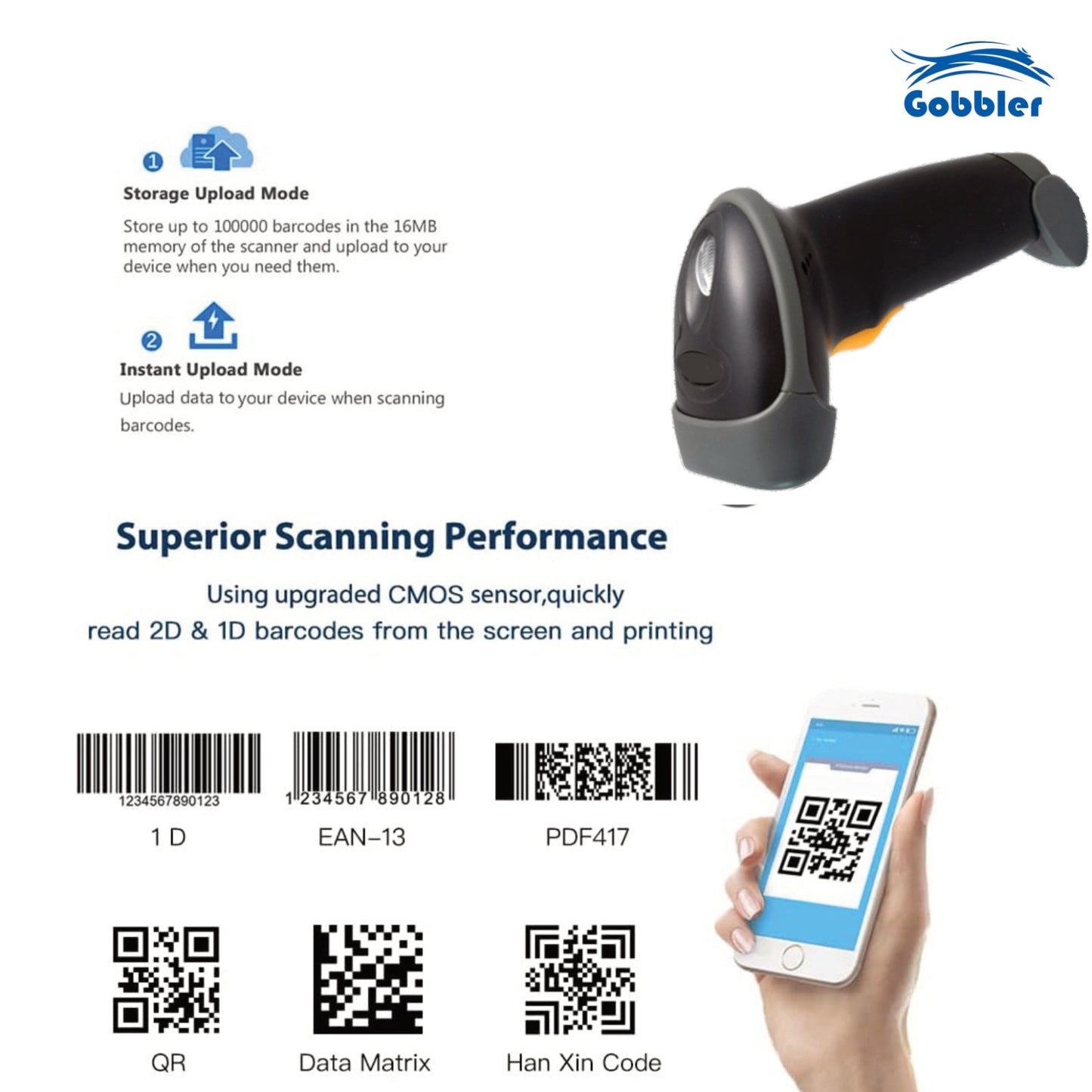 2D Barcode Scanner - Handheld Wireless