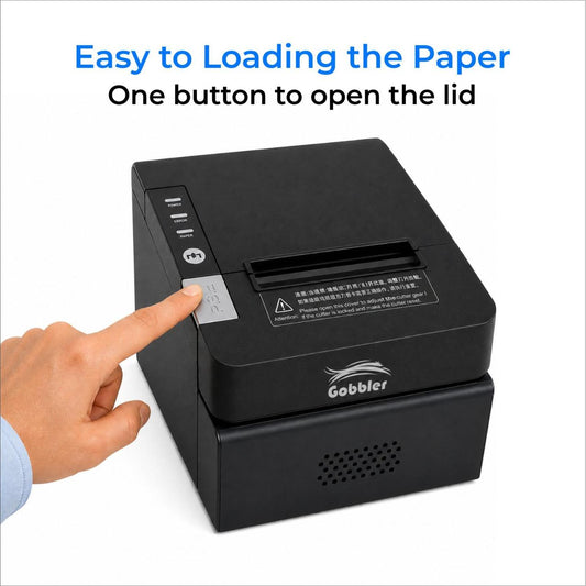 80mm Thermal Receipt Printer with Auto Cutter – USB + LAN – one-button lid opening for easy paper loading